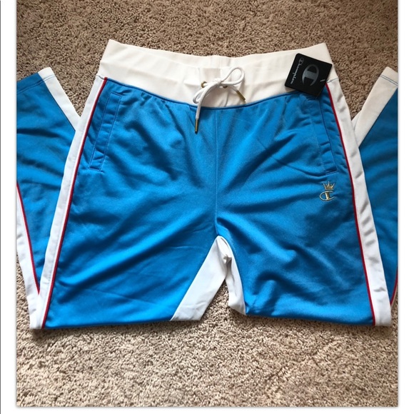 CHAMPION Slim leg track pants Ankle crown gold joggers sweatpants  XS satin - Picture 7 of 8